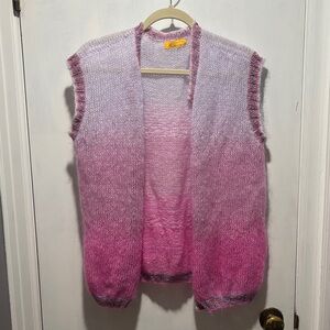 ROSE CARMINE Ombre open knit mohair cardigan